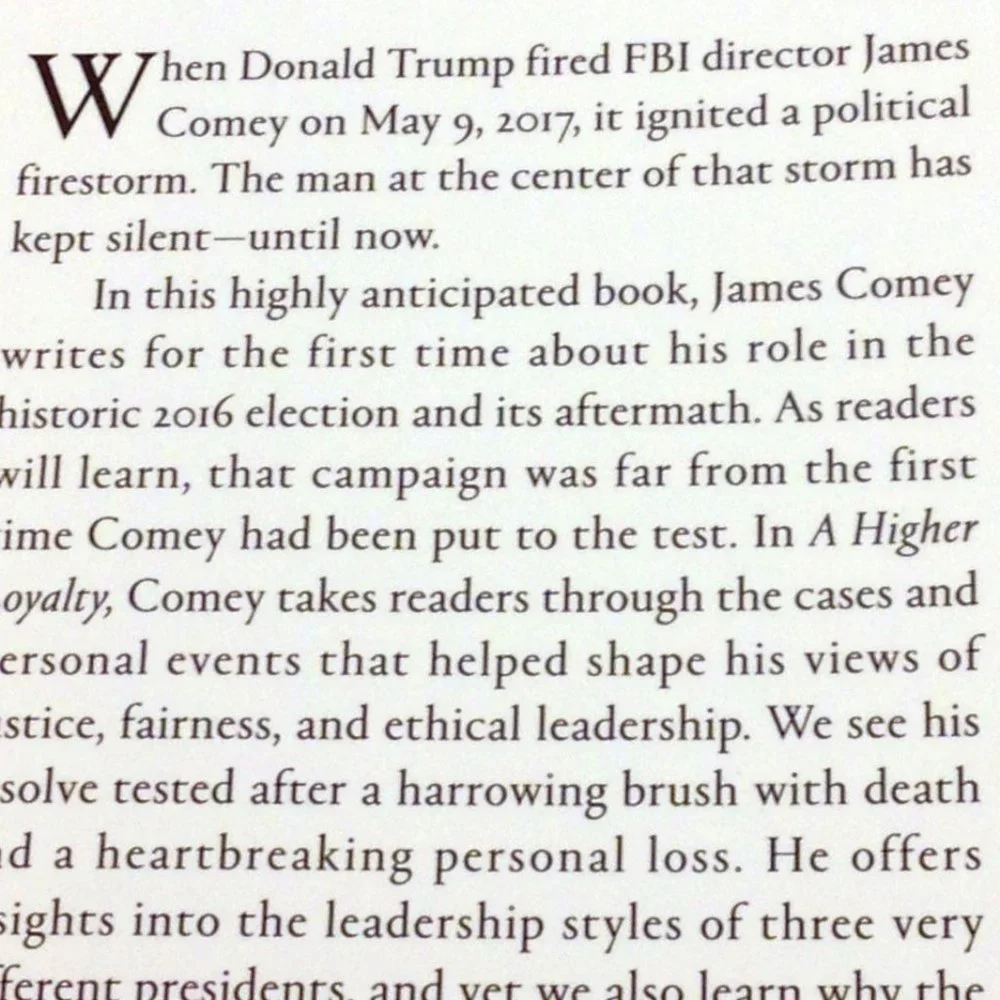 American Politics, A Higher Loyalty, James Comey story
